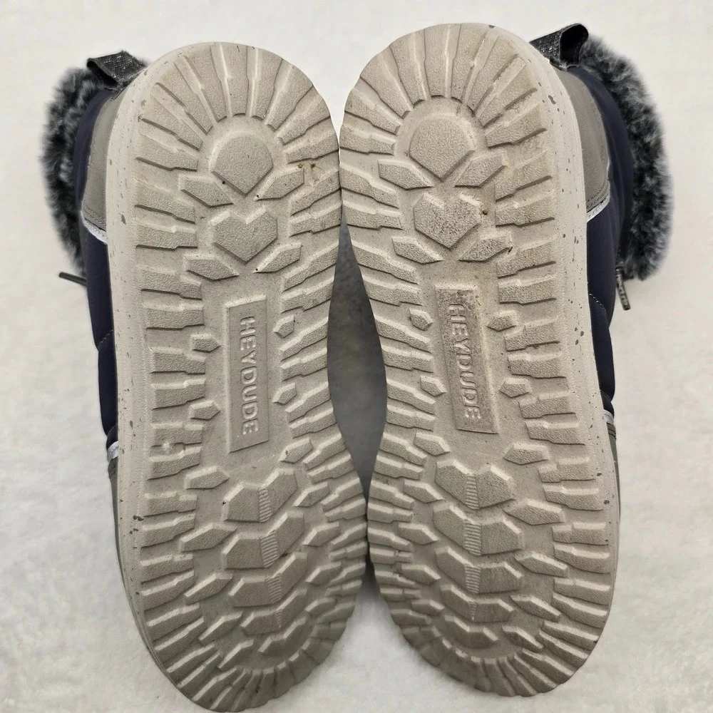 Hey Dude Brandy Puffy Faux Fur Ankle Boot Navy Grey Streetwear Gorpcore Womens 9 - Picture 11 of 11